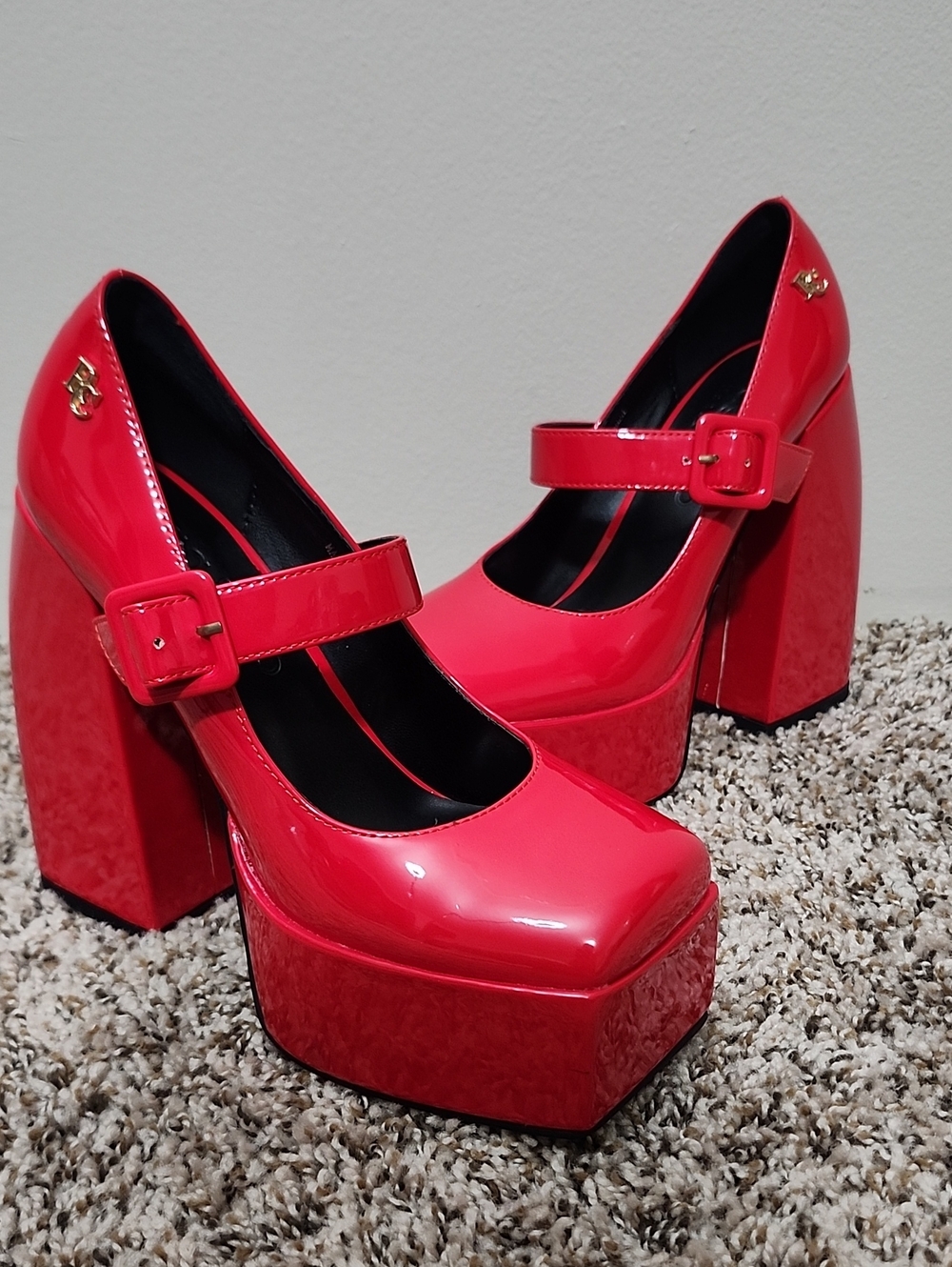NWOB Rag & Co Pablo Red Patent Platform Mary Jane Heels Y2K Bratz Chunky Retro 5